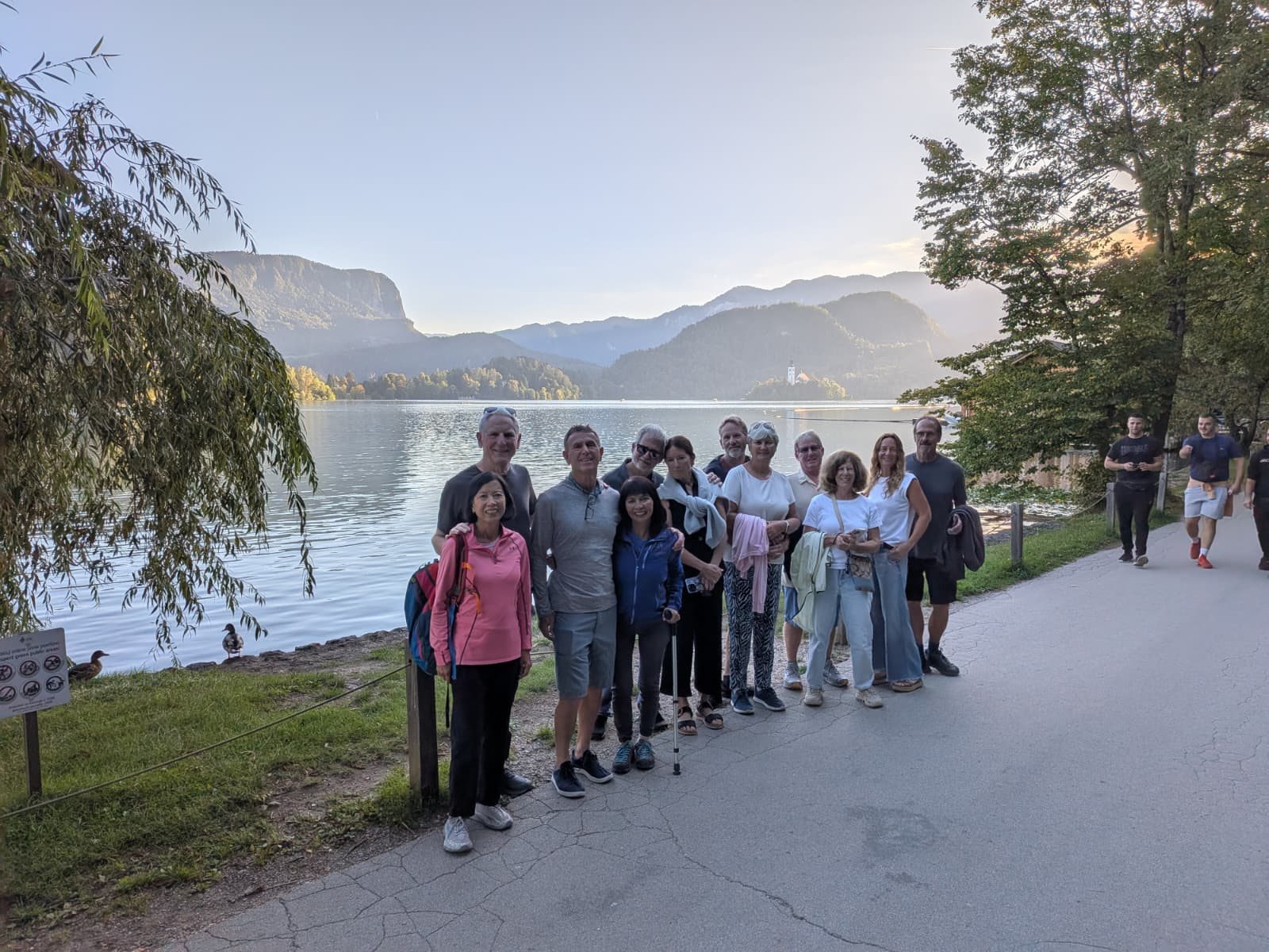 Andrew’s group together beside Lake Bled