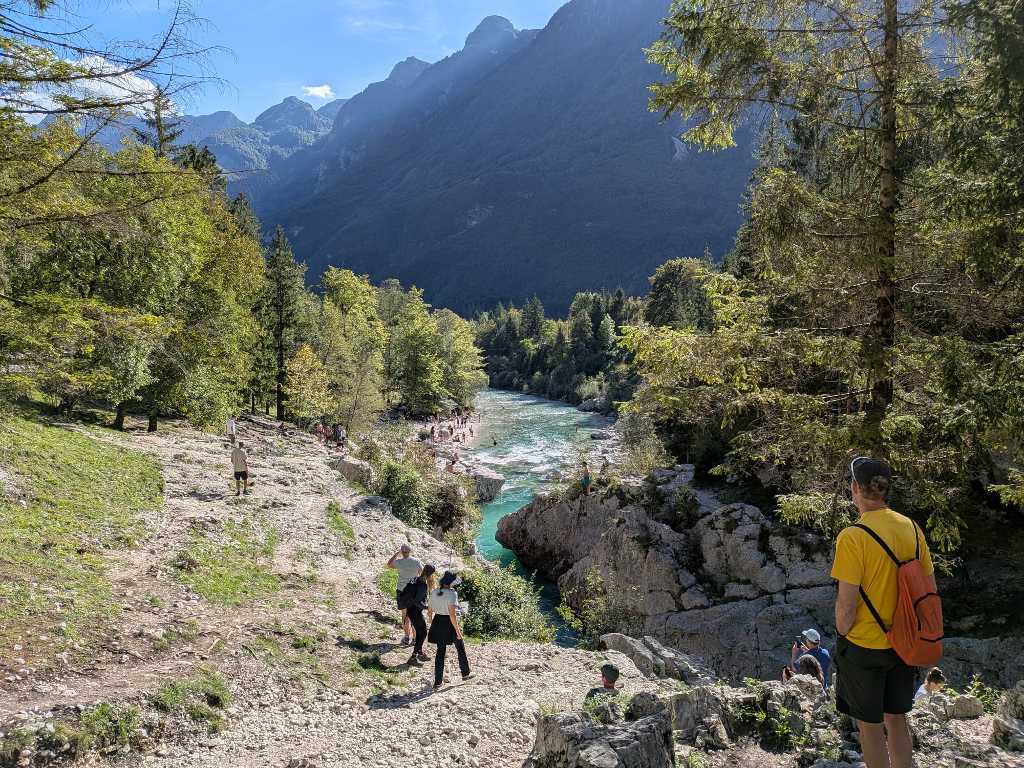 Turquoise water and rocky scenery in the Soča Valley